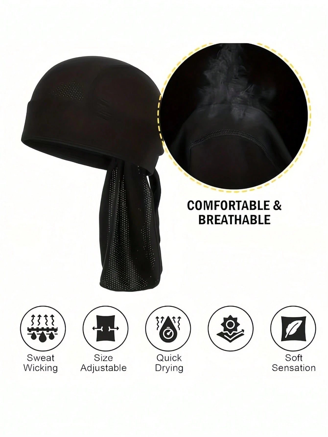 Cycling Cap Quick-Dry Cap Breathable Sun Protection Cycling Wraps Headgear Liner Sweat Wicking Dew Rag Running Sun UV Protection Cap For Cycling Hiking Running Outdoor Sports And Daily Use Cycling Acc