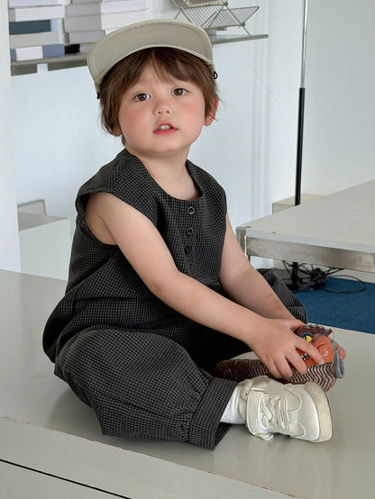 DAZY Baby Boy Round Neck Sleeveless Shirt And Long Pants Set Summer
