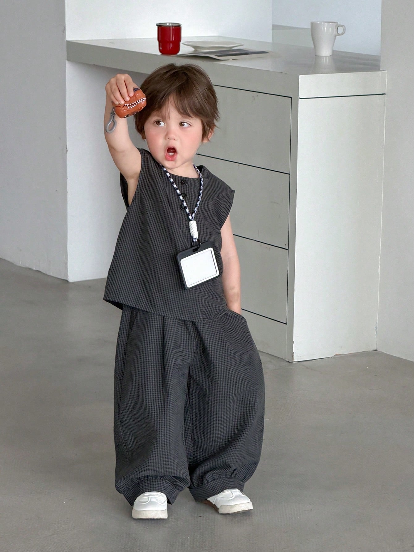 DAZY Baby Boy Round Neck Sleeveless Shirt And Long Pants Set Summer
