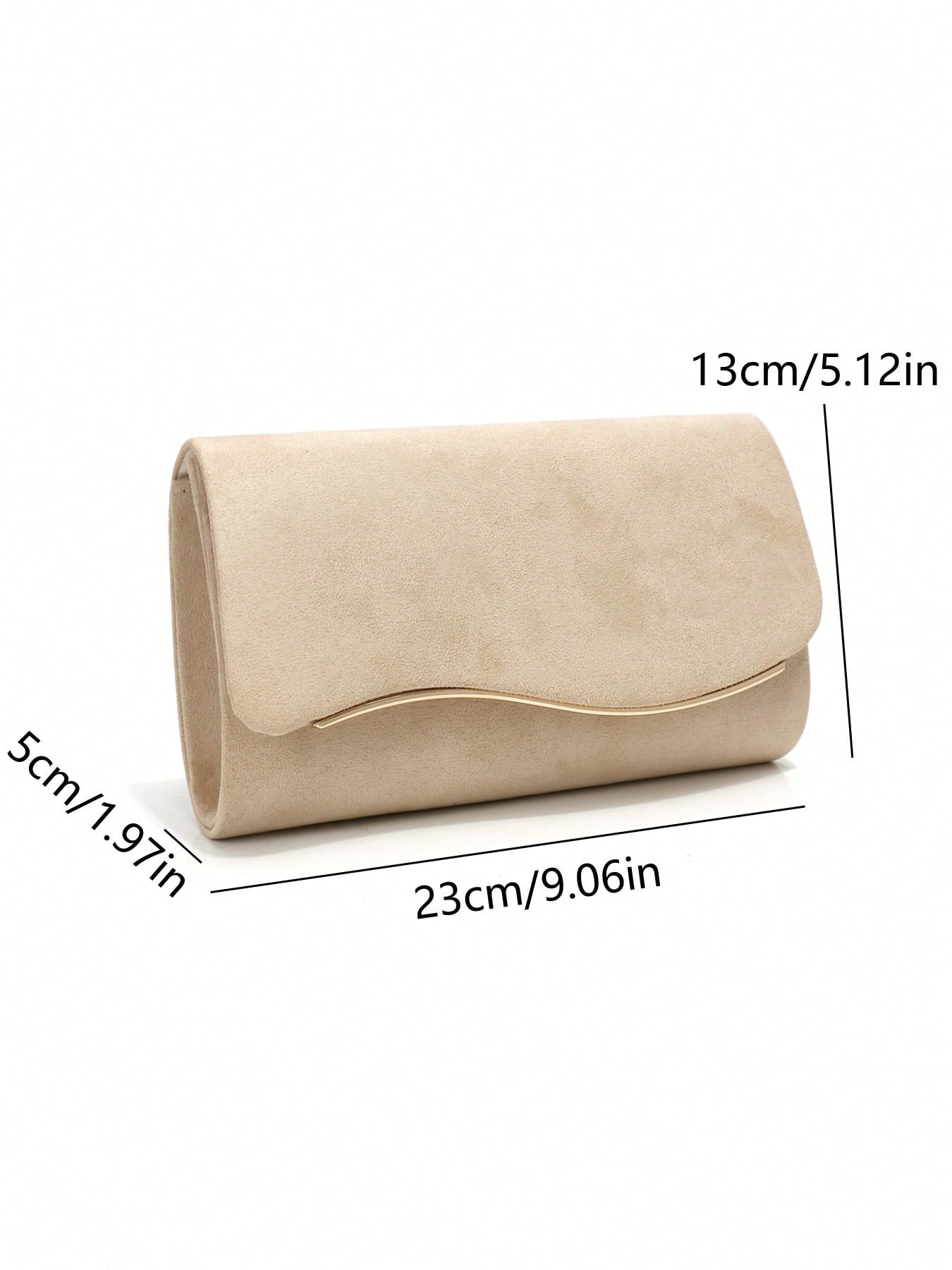 DAZY Beige Velvet Women's Evening Clutch Bag, Formal Party Handbag With Detachable Chain Strap