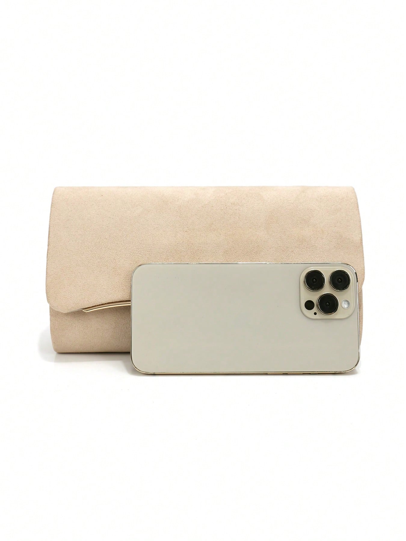 DAZY Beige Velvet Women's Evening Clutch Bag, Formal Party Handbag With Detachable Chain Strap