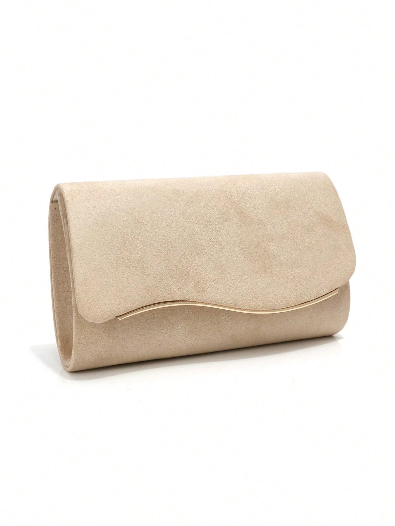 DAZY Beige Velvet Women's Evening Clutch Bag, Formal Party Handbag With Detachable Chain Strap