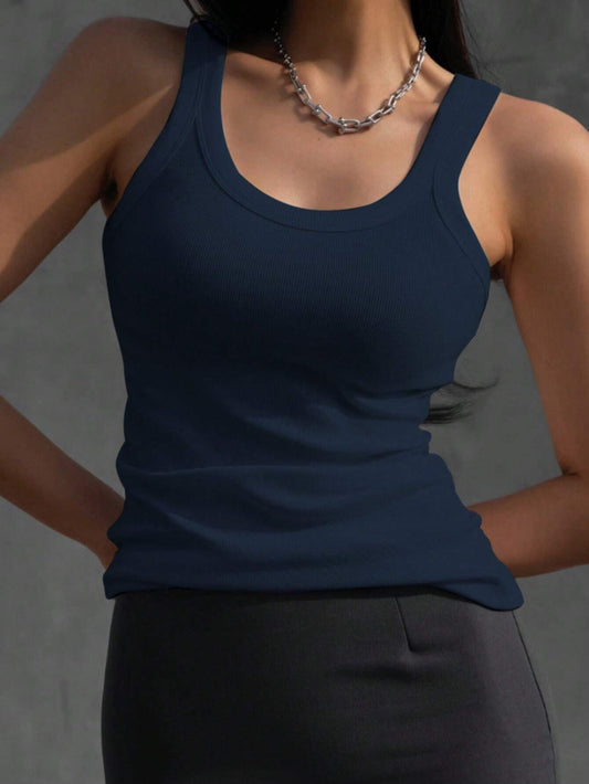 DAZY Solid Ribbed Knit Tank Top