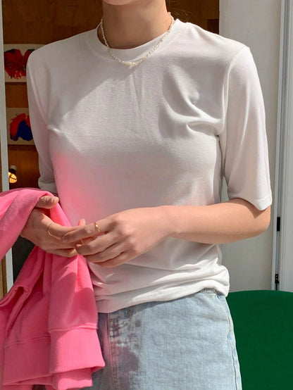 DAZY Solid Round Neck Tee