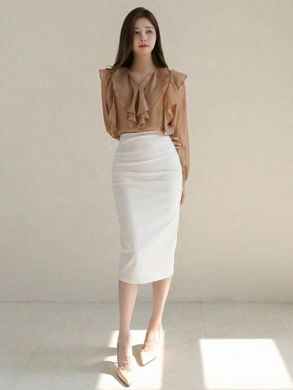 DAZY Women's Solid Color Bodycon Pencil Skirt