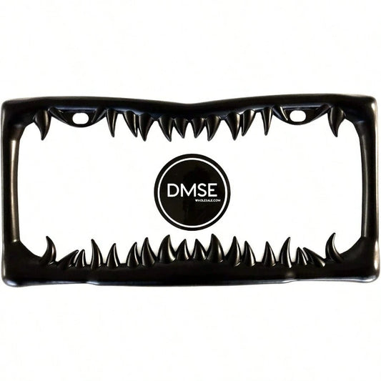 DDMSE Universal Metal Tooth Teeth Jaws License Plate Frame Cool Design For Any Vehicle Black S Tooth 7001