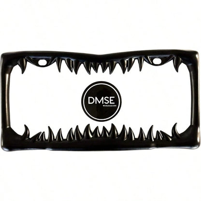 DDMSE Universal Metal Tooth Teeth Jaws License Plate Frame Cool Design For Any Vehicle Black S Tooth 7001