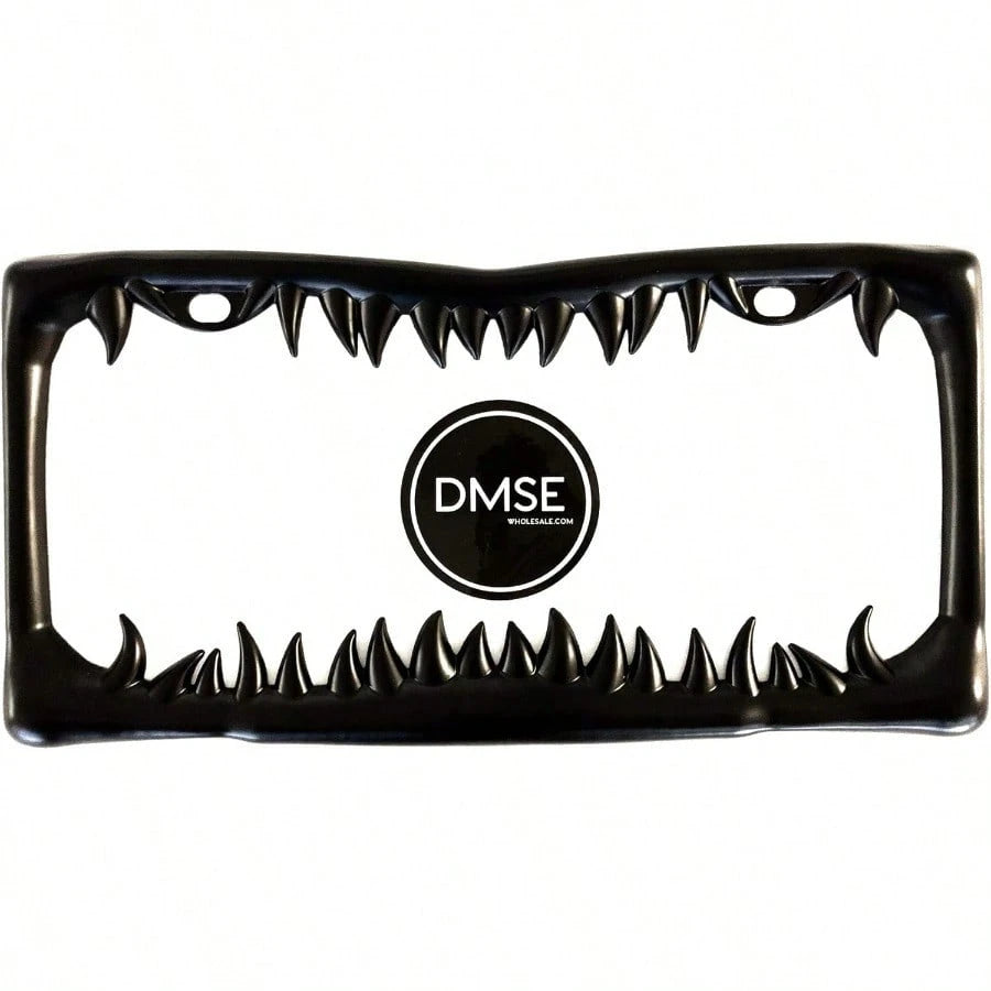 DDMSE Universal Metal Tooth Teeth Jaws License Plate Frame Cool Design For Any Vehicle Black S Tooth 7001