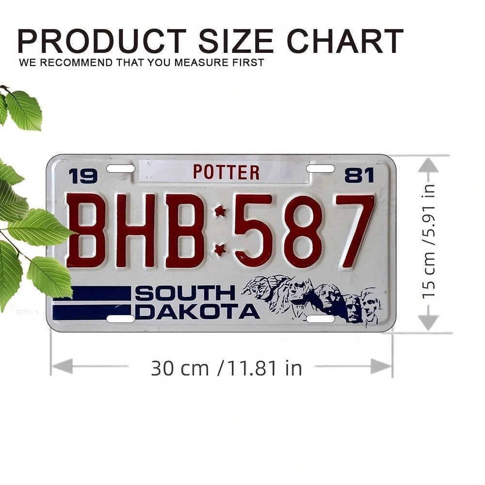 Decorative Use Only, Car P2D Flat, 1 Piece Vintage Metal Aluminum Sign- South Dakota Classic License Plate Design BH-5867, With 19 Ports, Waterproof Wall Art Decoration, Pre-Drilled Secure Hanging, H