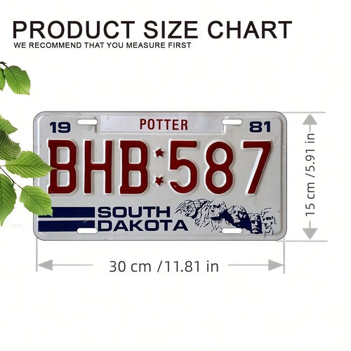 Decorative Use Only, Car P2D Flat, 1 Piece Vintage Metal Aluminum Sign- South Dakota Classic License Plate Design BH-5867, With 19 Ports, Waterproof Wall Art Decoration, Pre-Drilled Secure Hanging, H
