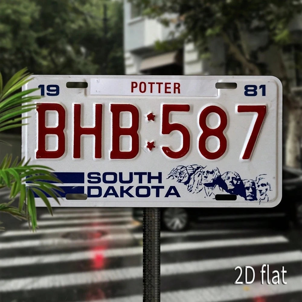 Decorative Use Only, Car P2D Flat, 1 Piece Vintage Metal Aluminum Sign- South Dakota Classic License Plate Design BH-5867, With 19 Ports, Waterproof Wall Art Decoration, Pre-Drilled Secure Hanging, H
