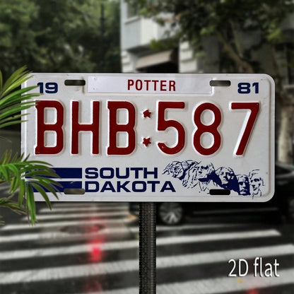 Decorative Use Only, Car P2D Flat, 1 Piece Vintage Metal Aluminum Sign- South Dakota Classic License Plate Design BH-5867, With 19 Ports, Waterproof Wall Art Decoration, Pre-Drilled Secure Hanging, H