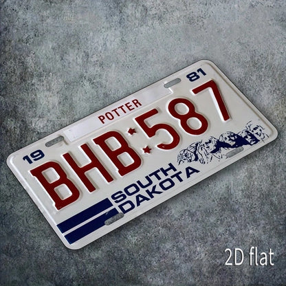Decorative Use Only, Car P2D Flat, 1 Piece Vintage Metal Aluminum Sign- South Dakota Classic License Plate Design BH-5867, With 19 Ports, Waterproof Wall Art Decoration, Pre-Drilled Secure Hanging, H