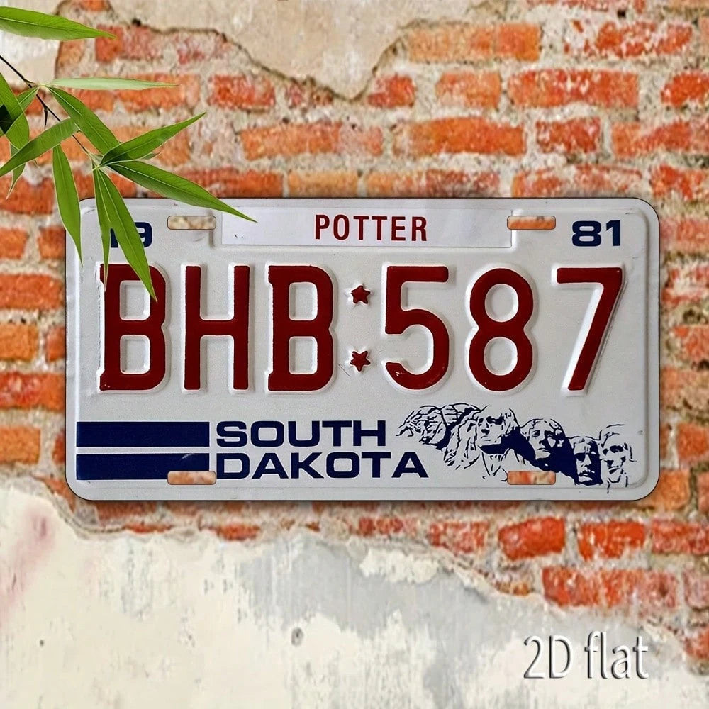 Decorative Use Only, Car P2D Flat, 1 Piece Vintage Metal Aluminum Sign- South Dakota Classic License Plate Design BH-5867, With 19 Ports, Waterproof Wall Art Decoration, Pre-Drilled Secure Hanging, H