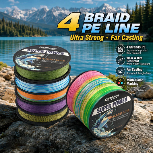 Diseathriving 4-Strand Braided PE Fishing Line, Zero Stretch High Sensitivity Wear Resistant Smooth Casting Braided Line, Imported Raw Fiber For Freshwater Saltwater Bass Fishing, Multiple Colors Avai