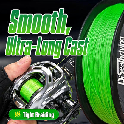 Diseathriving 4-Strand Braided PE Fishing Line, Zero Stretch High Sensitivity Wear Resistant Smooth Casting Braided Line, Imported Raw Fiber For Freshwater Saltwater Bass Fishing, Multiple Colors Avai
