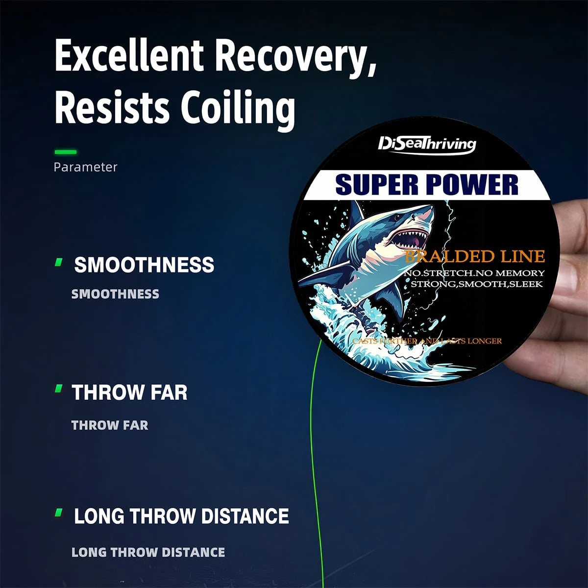 Diseathriving 4-Strand Braided PE Fishing Line, Zero Stretch High Sensitivity Wear Resistant Smooth Casting Braided Line, Imported Raw Fiber For Freshwater Saltwater Bass Fishing, Multiple Colors Avai