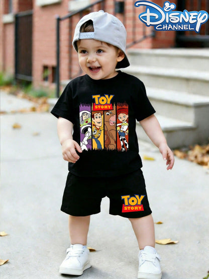 Disney's Toy Story Two-Piece Set For Boys And Girls, Featuring Buzz Lightyear, Judy, And Other Characters, Is Perfect For Summer Wear.