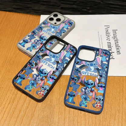 Disney Stitch Patterned Phone Case Featuring Kawaii Design. Compatible With IPhone 17 ProMax 17 Pro 17 Air 16e, 16, 15, 14, 13, 12 Pro 11 Xs Xr XsMax Models And Galaxy, With Magnetic Shockproof Protec