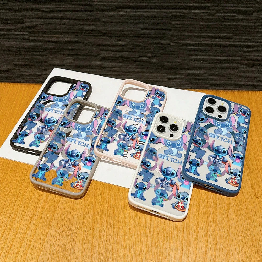 Disney Stitch Patterned Phone Case Featuring Kawaii Design. Compatible With IPhone 17 ProMax 17 Pro 17 Air 16e, 16, 15, 14, 13, 12 Pro 11 Xs Xr XsMax Models And Galaxy, With Magnetic Shockproof Protec