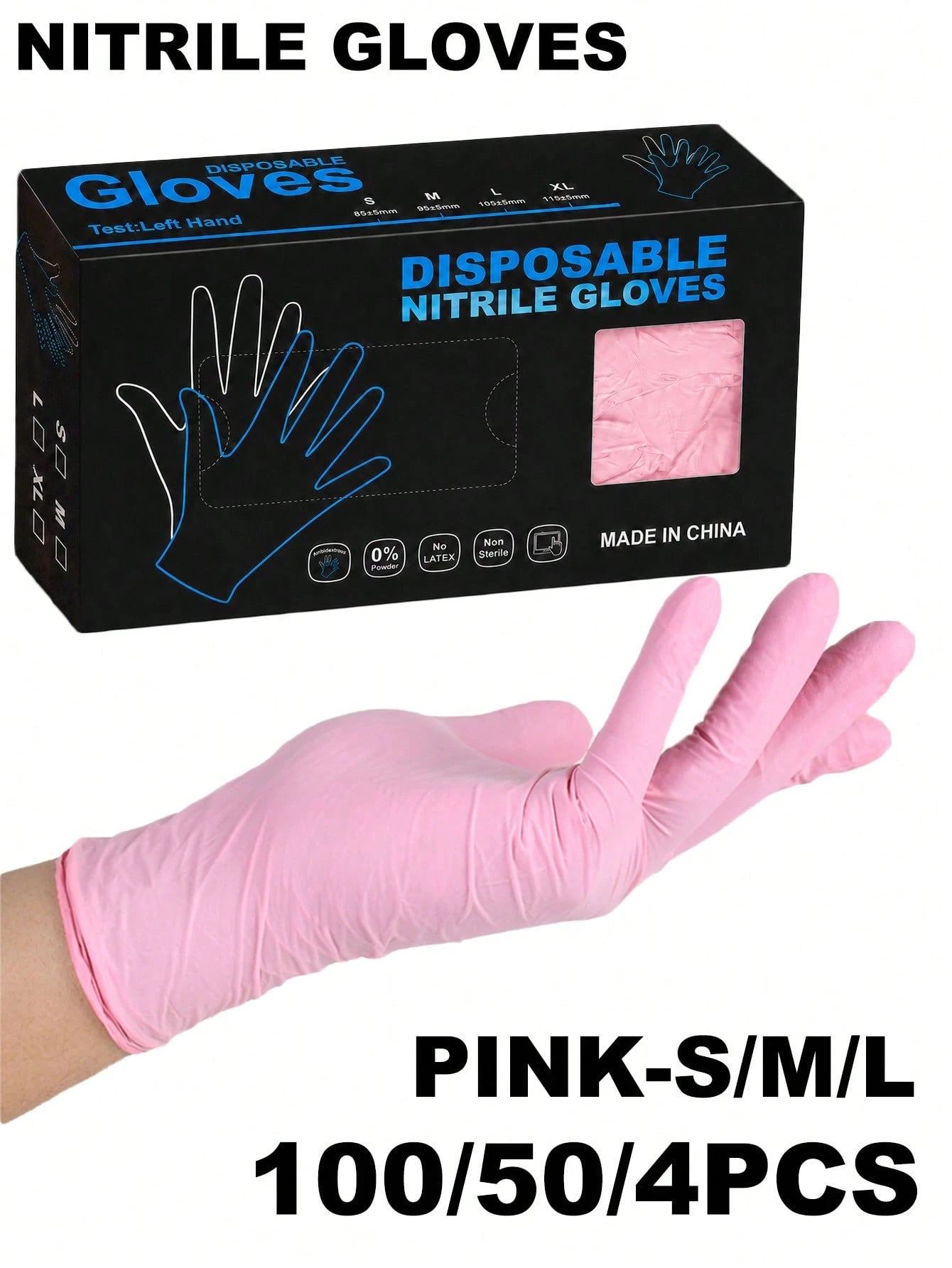 Disposable Nitrile Gloves, Available In Pink, White, Black, Blue, Latex-Free, Waterproof Cleaning Gloves, Suitable For Home, Kitchen, BBQ Cleaning, Hair Dyeing, Manufacturing And Other Household Tools