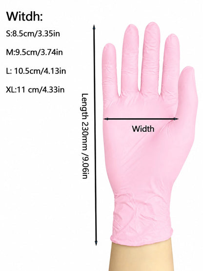 Disposable Nitrile Gloves, Available In Pink, White, Black, Blue, Latex-Free, Waterproof Cleaning Gloves, Suitable For Home, Kitchen, BBQ Cleaning, Hair Dyeing, Manufacturing And Other Household Tools