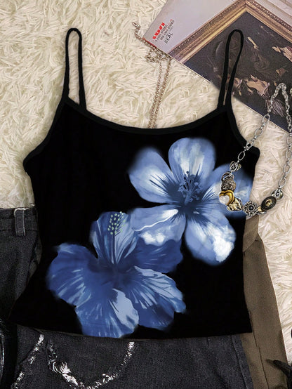 Divinelle Plus Size Women Floral Print Casual Camisole Suitable For Summer