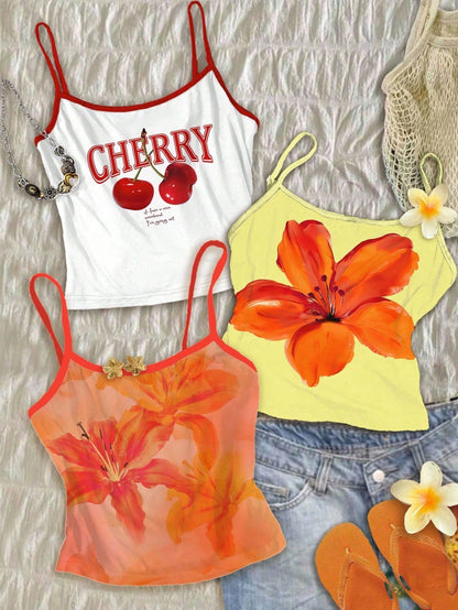 Divinelle Plus Size Women Floral Print Casual Camisole Suitable For Summer