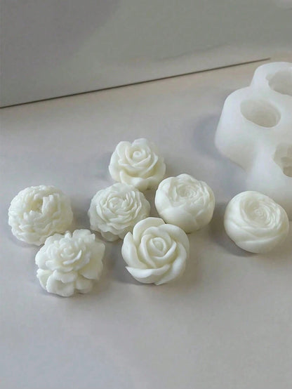 DIY 3D Rose Peony Flowers Candle Decoration Scented Silicone Molds Handmade Crystal Epoxy Resin Drip Concrete Gypsum Clay Casting Mold