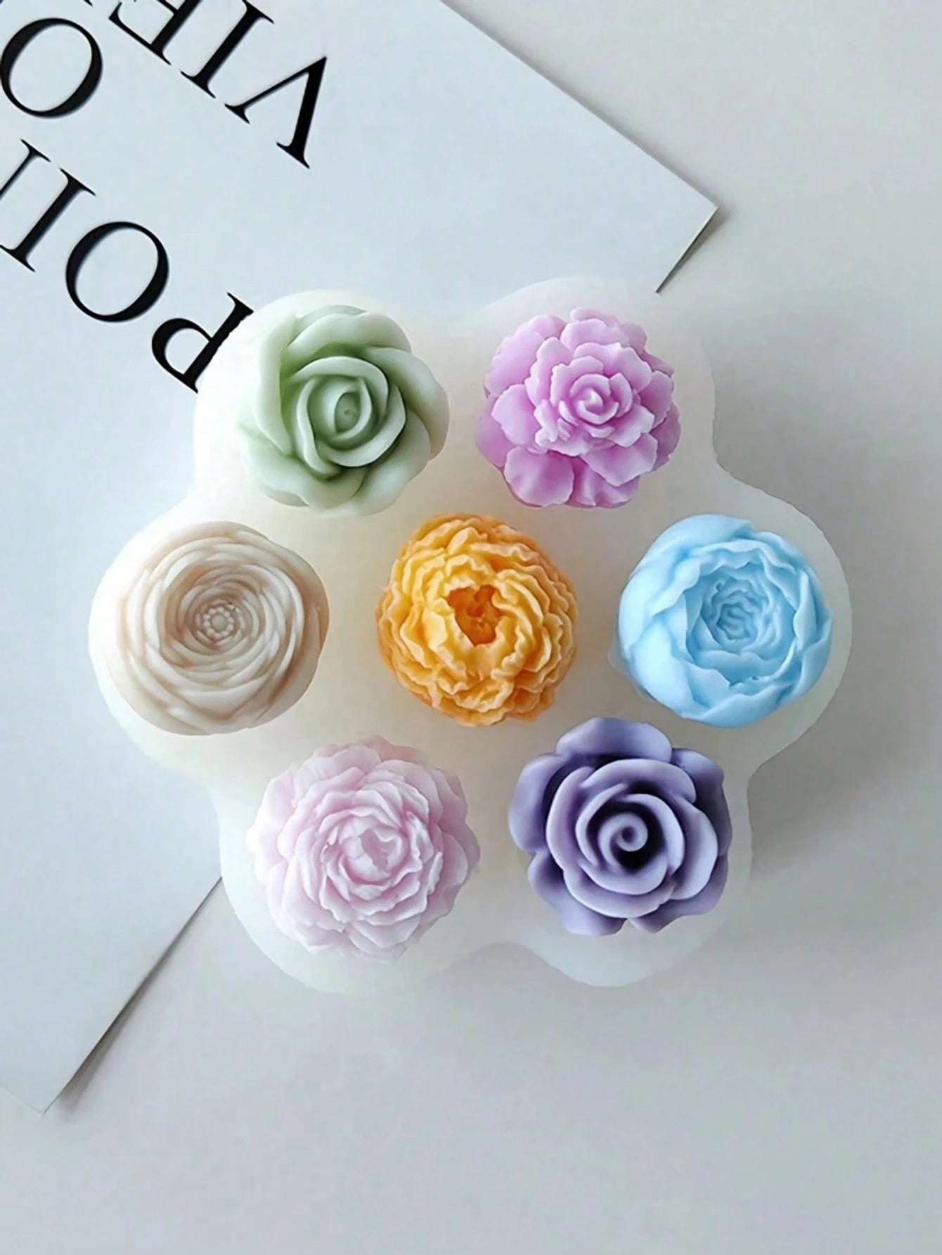 DIY 3D Rose Peony Flowers Candle Decoration Scented Silicone Molds Handmade Crystal Epoxy Resin Drip Concrete Gypsum Clay Casting Mold