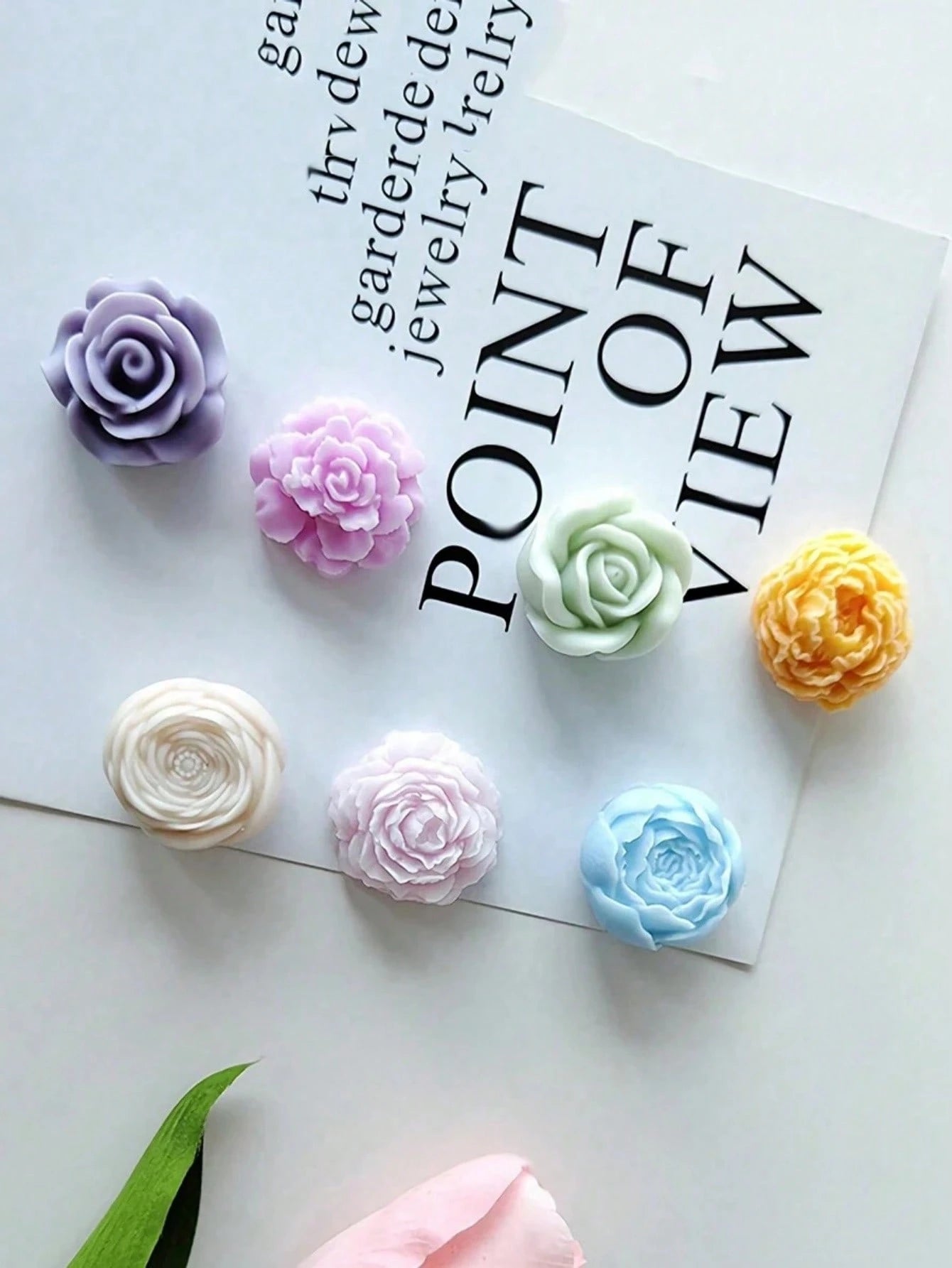 DIY 3D Rose Peony Flowers Candle Decoration Scented Silicone Molds Handmade Crystal Epoxy Resin Drip Concrete Gypsum Clay Casting Mold