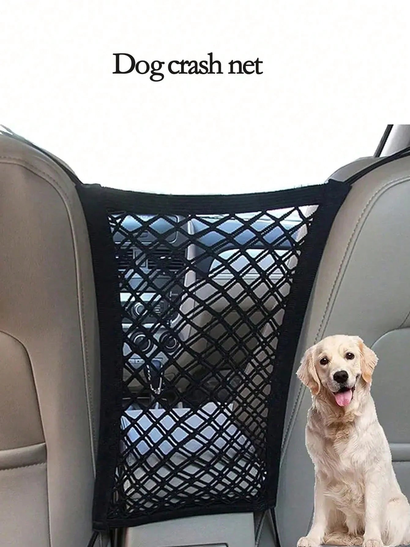 Dog Car Barrier Net With Automatic Retractable Storage Bag, Extendable Pocket For Baby, Universal Fit For Sedan & SUV- Easy Installation, Provides In-Car Partition For Child And Pet Driving