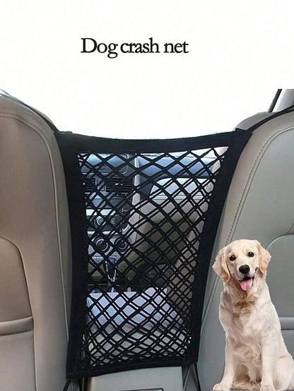 Dog Car Barrier Net With Automatic Retractable Storage Bag, Extendable Pocket For Baby, Universal Fit For Sedan & SUV- Easy Installation, Provides In-Car Partition For Child And Pet Driving