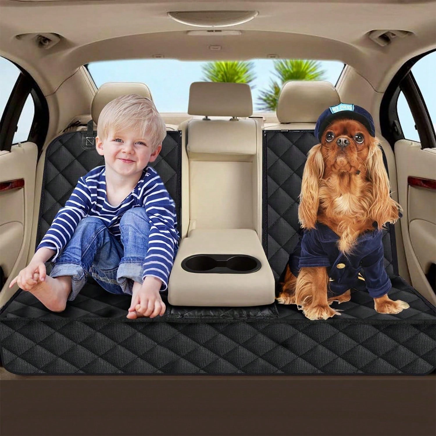 Dog Car Seat Cover, Back Seat Extender For Dogs,Dog Hammock For Car Backseat, Non Inflatable Dog Seat Cover For Back Seat,Hard Bottom Back Seat Protector For Cars,Trucs & SUVs
