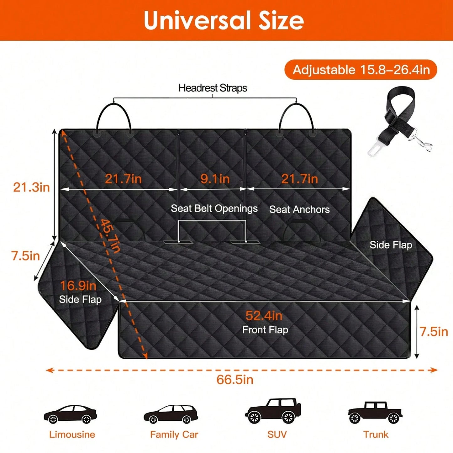 Dog Car Seat Cover, Back Seat Extender For Dogs,Dog Hammock For Car Backseat, Non Inflatable Dog Seat Cover For Back Seat,Hard Bottom Back Seat Protector For Cars,Trucs & SUVs