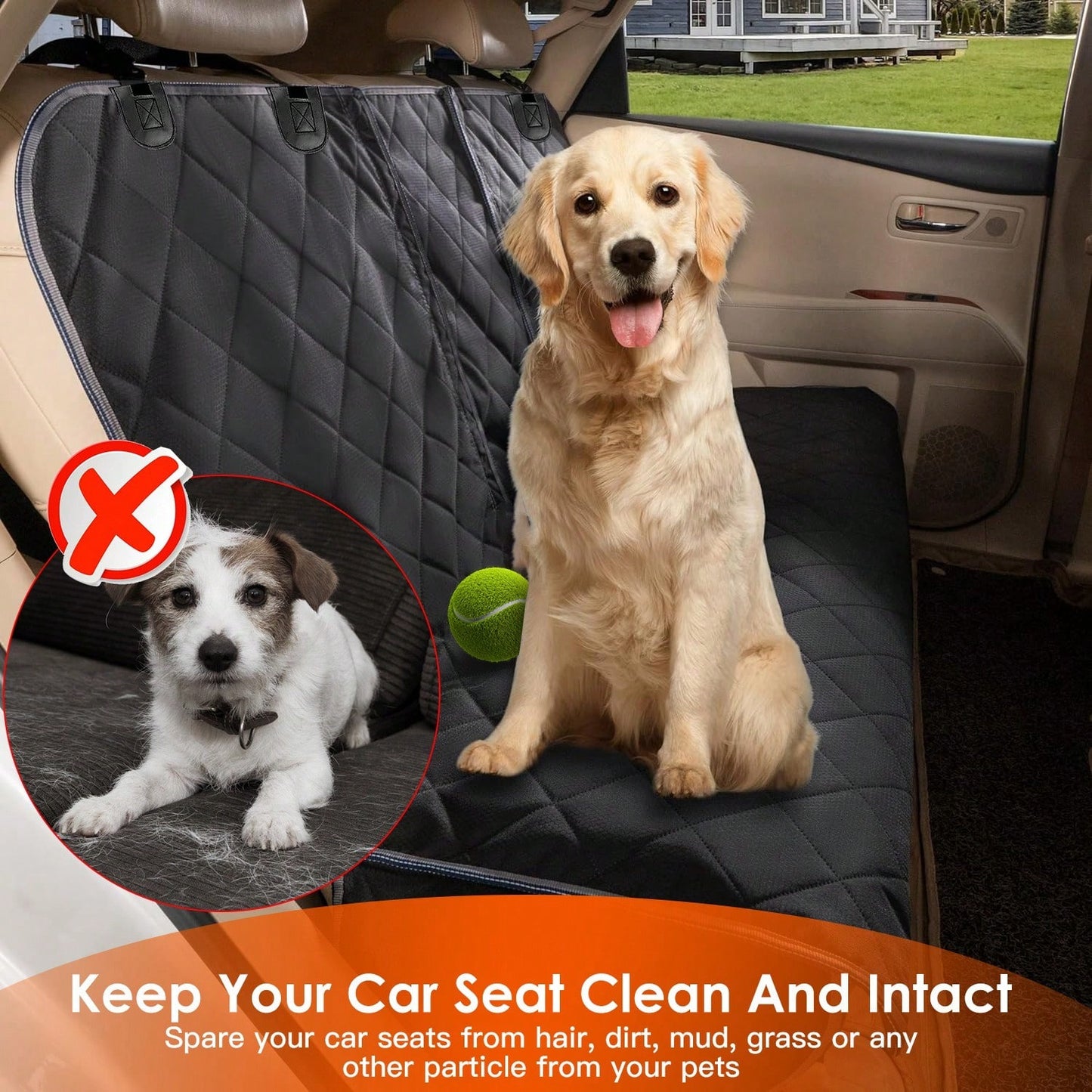 Dog Car Seat Cover, Back Seat Extender For Dogs,Dog Hammock For Car Backseat, Non Inflatable Dog Seat Cover For Back Seat,Hard Bottom Back Seat Protector For Cars,Trucs & SUVs