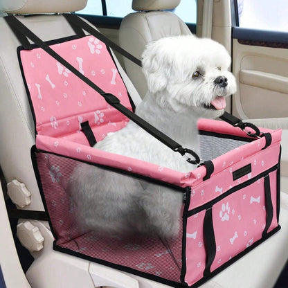 Dog Car Seat Foldable Dog Car Booster Seat Waterproof Breathable Oxford Travel Bag For Small To Medium Dogs, Puppies, And Pets-Pattern Pink
