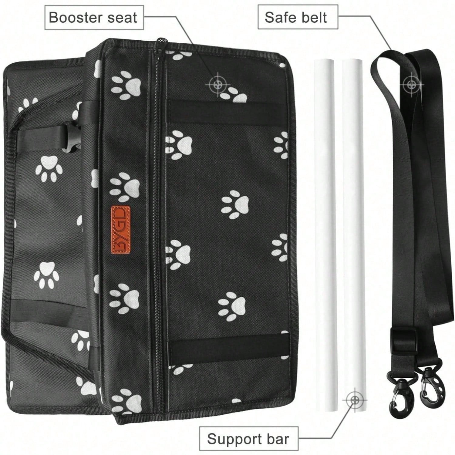 Dog Car Seat Foldable Dog Car Booster Seat Waterproof Breathable Oxford Travel Bag For Small To Medium Dogs, Puppies, And Pets-Pattern Pink