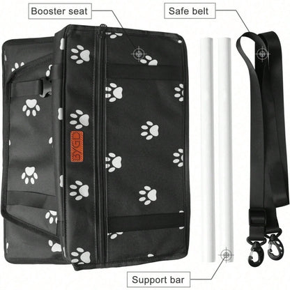 Dog Car Seat Foldable Dog Car Booster Seat Waterproof Breathable Oxford Travel Bag For Small To Medium Dogs, Puppies, And Pets-Pattern Pink