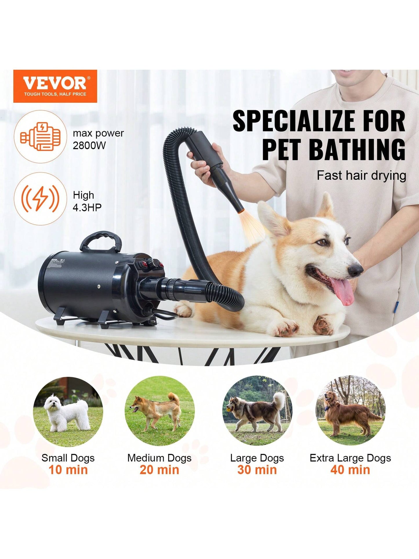 Dog Lover Gift And Dog Mom Love Dryer 2800W Portable Professional Cat/Dog Lover Gift And Dog/Cat Mom Love Dog Lover Gift And Dog Mom Love Blower Dryer 4.3HP High Velocity Cat/Dog Lover Gift And Dog/Ca