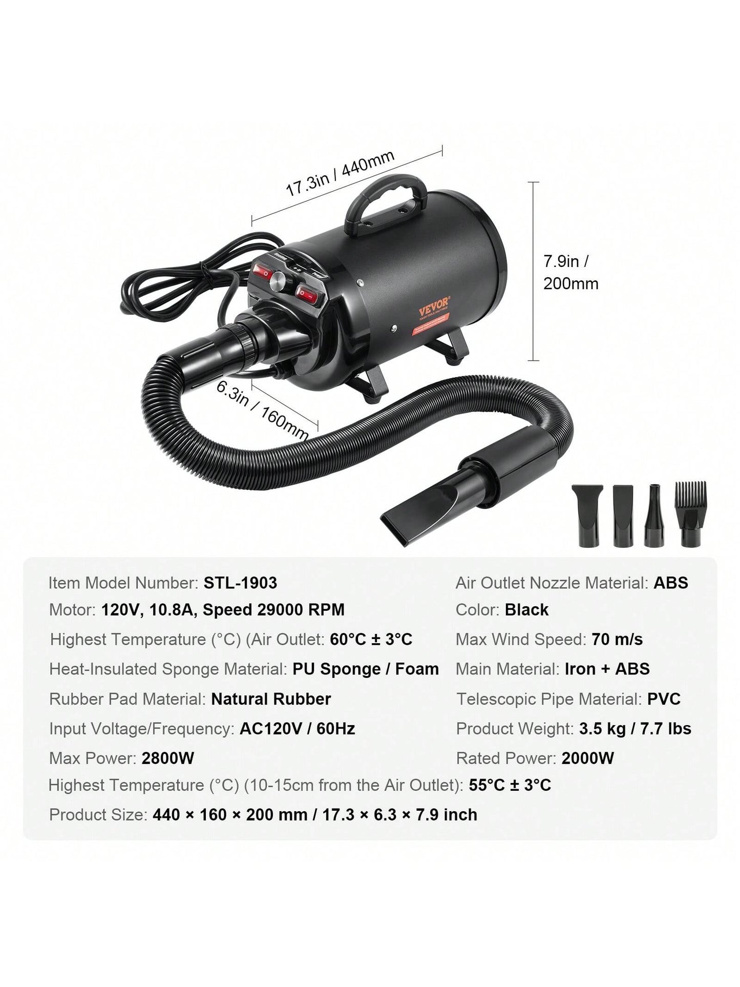 Dog Lover Gift And Dog Mom Love Dryer 2800W Portable Professional Cat/Dog Lover Gift And Dog/Cat Mom Love Dog Lover Gift And Dog Mom Love Blower Dryer 4.3HP High Velocity Cat/Dog Lover Gift And Dog/Ca