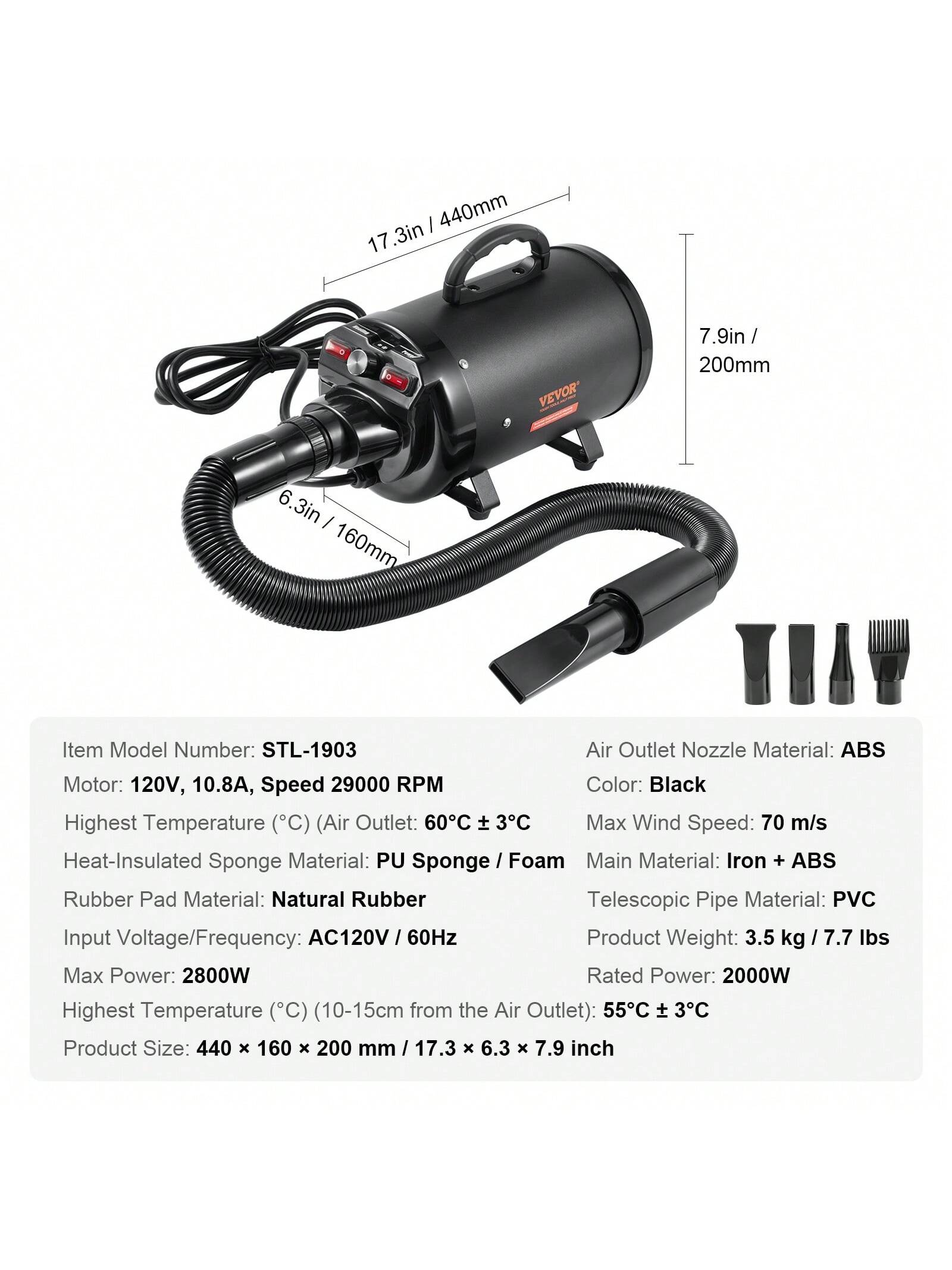 Dog Lover Gift And Dog Mom Love Dryer 2800W Portable Professional Cat/Dog Lover Gift And Dog/Cat Mom Love Dog Lover Gift And Dog Mom Love Blower Dryer 4.3HP High Velocity Cat/Dog Lover Gift And Dog/Ca