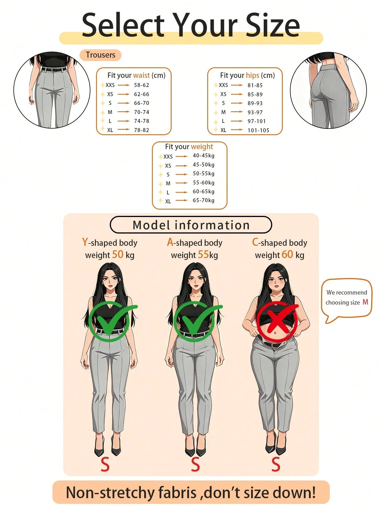 DONICY Classic Gray Straight Leg Pants, Women's Mid-To-High Waist Zipper Trousers, Side Pockets, Fashion Business Casual Pants