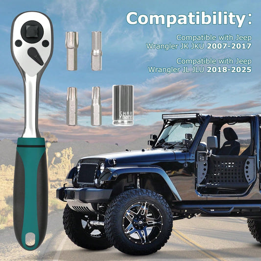 Door Removal Tool Kit Compatible With Jeep Wrang Ler Accessories JK JL 2 4 Door Hard Top Removal Kit Hardtop Torx Tool Kits For JKU JLU Gladiator JT 2007-2025, Green