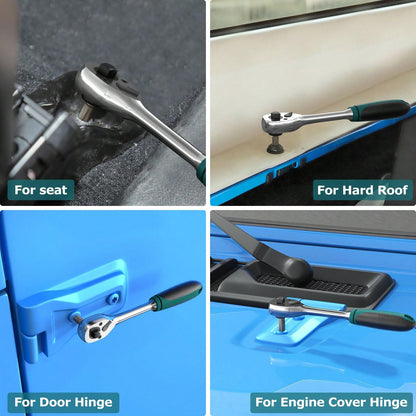 Door Removal Tool Kit Compatible With Jeep Wrang Ler Accessories JK JL 2 4 Door Hard Top Removal Kit Hardtop Torx Tool Kits For JKU JLU Gladiator JT 2007-2025, Green