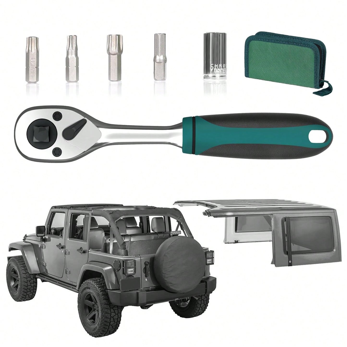 Door Removal Tool Kit Compatible With Jeep Wrang Ler Accessories JK JL 2 4 Door Hard Top Removal Kit Hardtop Torx Tool Kits For JKU JLU Gladiator JT 2007-2025, Green