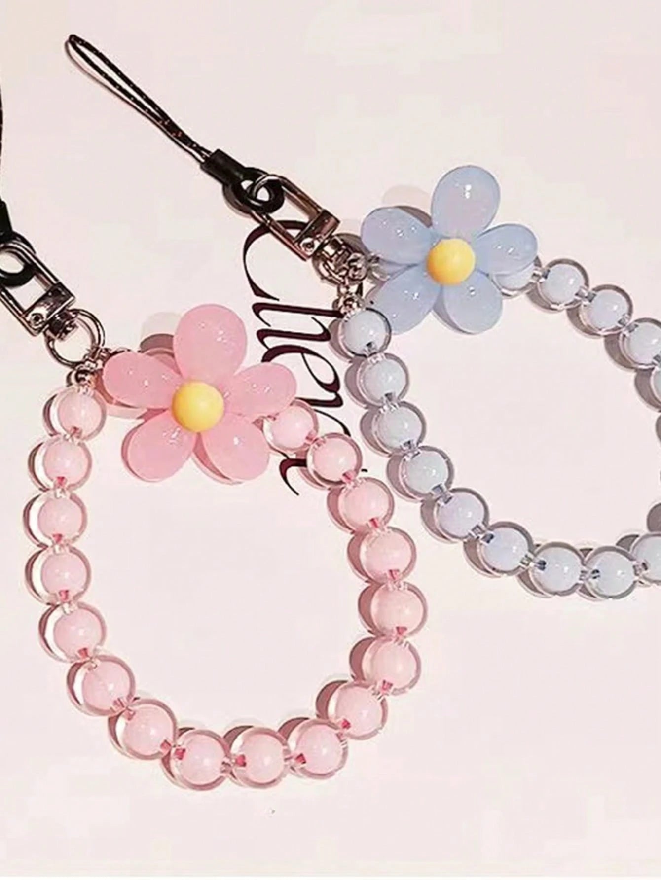 Dopamine-Colored Beaded Mobile Phone Strap With Inner Beads, Handmade Flower Charm Bracelet, Bag Decoration And Keychain In Korean/Japanese Ins Style