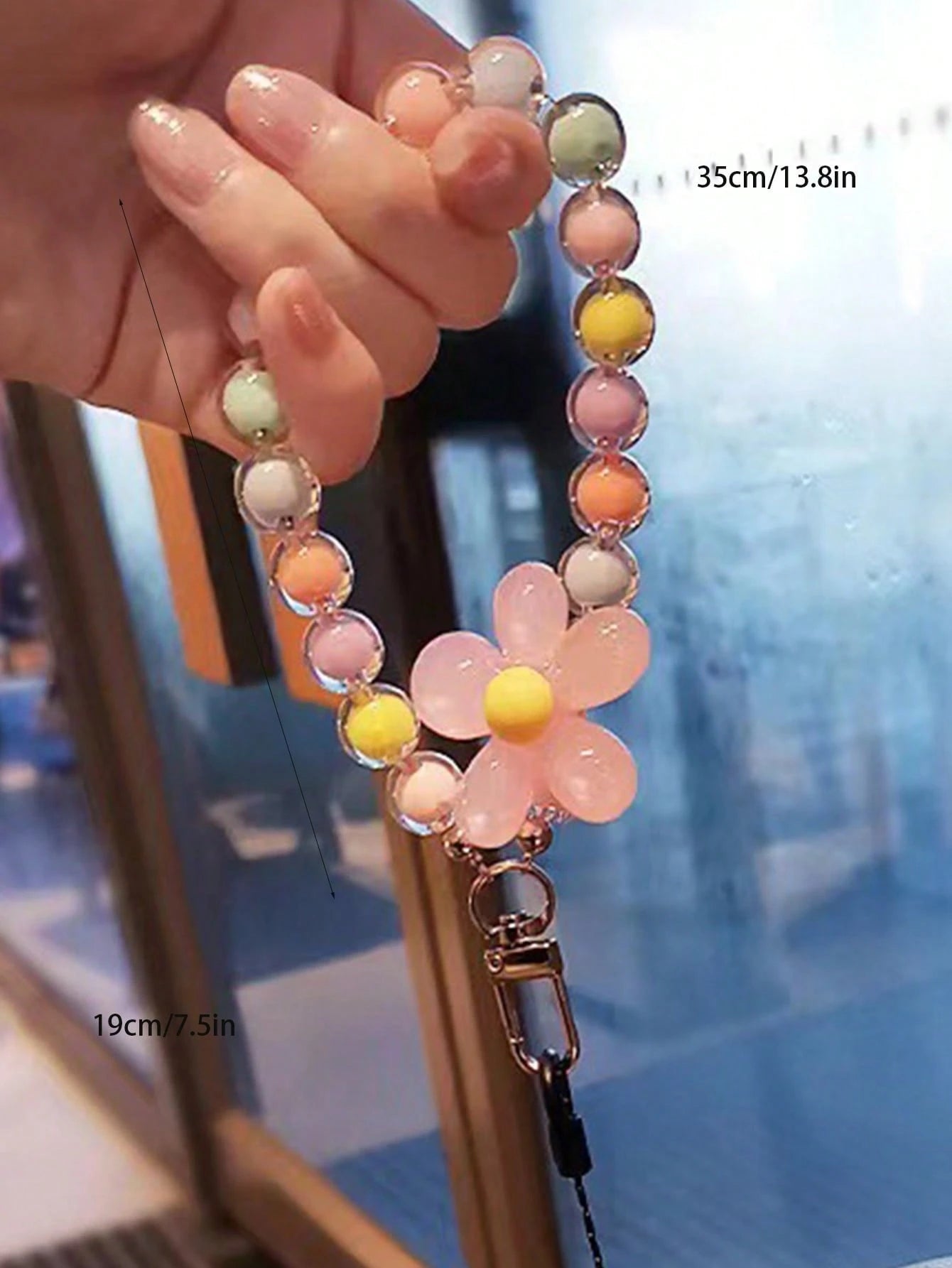 Dopamine-Colored Beaded Mobile Phone Strap With Inner Beads, Handmade Flower Charm Bracelet, Bag Decoration And Keychain In Korean/Japanese Ins Style