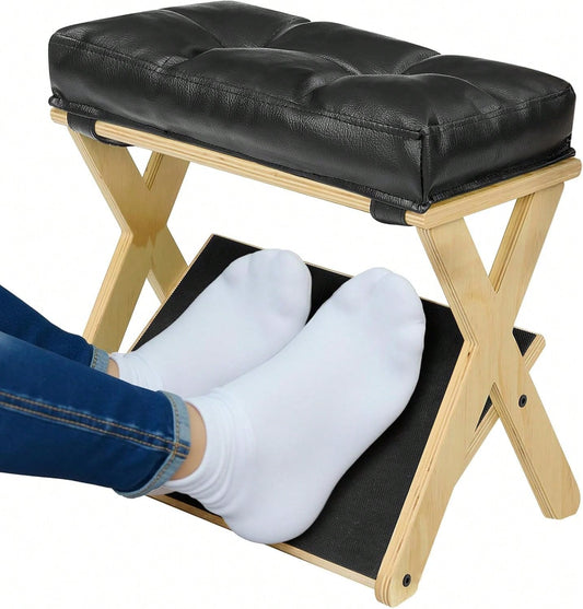 Double Step Foot Rest For Under Desk At Work, Wooden Under Desk Footrest With Non-Slip EVA Stepping Surface, Ergonomic Foot Stools For Under Office Desk, Enhances Posture,Home Office Gaming