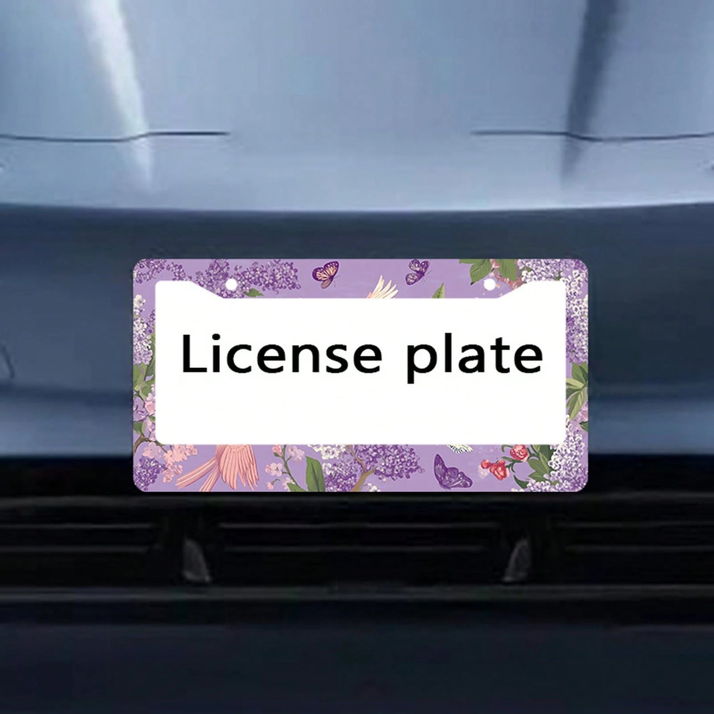 Dreamy Floral Metal License Plate Frame, Featuring A Purple Lily And Butterfly Design, Compatible With American And Many International Vehicles.Comes With Pre-Drilled Holes For Easy Installation (Acce